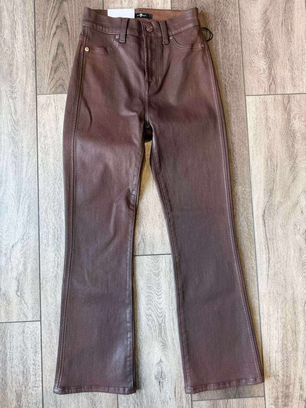 7 For All Mankind High Waist Slim Kick Size 24 Brown Coated